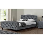 Chesterfield Linen or Velvet Bed Frame Queen Bed with Mattress Black