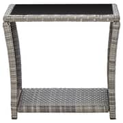 Vidaxl Coffee Table Grey 45x45x40 Cm Poly Rattan And Glass