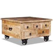 vidaXL Coffee Table Rough Mango Wood 70x70x40cm