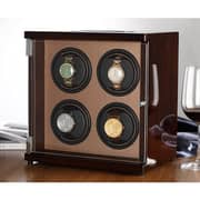 CHIYODA Winder Four Men's And Women's Automatic Watch With Quad Mabuchi Motor, LCD Digital Display And High Gloss Brown