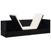 Vidaxl Garden Bed With Cushion & Pillows Poly Rattan Black