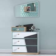 Porto White and Natural Oak Dressing Table with Mirror