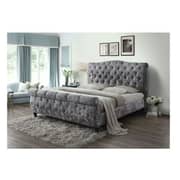 MooBoo Amelie 180cm Velvet Effect Silver King Size Bed