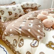 Luna Home Single Size 4 Pieces Bedding Set Without Filler, Cute Bears Design