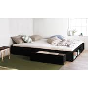 Solid MDF Wood Storage Bed Super King with Mattress Black