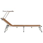 vidaXL Folding Sun Lounger with Roof Aluminium and Textilene Brown vidaXL Folding Sun Lounger with Roof Aluminium and Textilene Brown