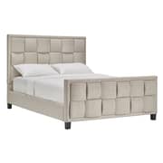 Upholstered Cotton and Polyester Bed Frame Queen with Mattress Beige