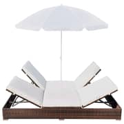 Vidaxl Outdoor Lounge Bed With Umbrella Poly Rattan Brown Vidaxl Outdoor Lounge Bed With Umbrella Poly Rattan Brown