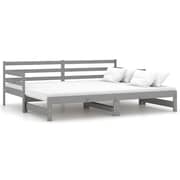 Vidaxl Pull-out Day Bed Grey Solid Pinewood 2x Vidaxl Pull-out Day Bed Grey Solid Pinewood 2x