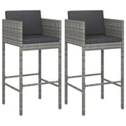 Vidaxl Bar Stools 2 Pcs With Cushions Grey Poly Rattan Vidaxl Bar Stools 2 Pcs With Cushions Grey Poly Rattan