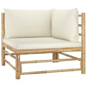 vidaXL 6 Piece Garden Lounge Set with Cream White Cushions Bamboo vidaXL 6 Piece Garden Lounge Set with Cream White Cushions Bamboo