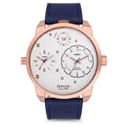 Omax Triple Time Series Blue Leather Analog Watch For Men TT01R64I