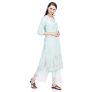 BIBA Aqua Blue Printed Straight Kurta Size 34
