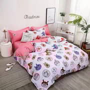 Double Size Bedding Set 6pcs Happy Face Design Multicolor