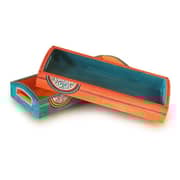 Sunset Orange & Ocean Blue Handpainted Warli Runner Tray Set Sunset Orange & Ocean Blue Handpainted Warli Runner Tray Set