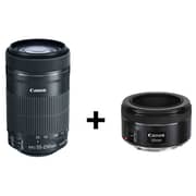 Canon EF-S 55-250mm F/4-5.6 IS STM Lens + EF 50MM F/1.8 STM Camera Lens