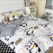 Luna Home Single Size 4 Pieces Bedding Set Without Filler, Cute Panda Design Luna Home Single Size 4 Pieces Bedding Set Without Filler, Cute Panda Design