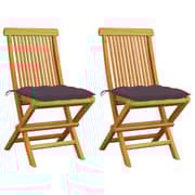 vidaXL Garden Chairs with Anthracite Cushions 2 pcs Solid Teak Wood vidaXL Garden Chairs with Anthracite Cushions 2 pcs Solid Teak Wood