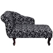 Vidaxl Fabric Chaise Longue With Left Armrest Floral Design Black