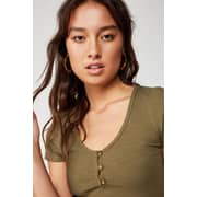 Cotton On Lylah Henley Short Sleeve Top Green Extra Small Cotton On Lylah Henley Short Sleeve Top Green Extra Small