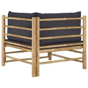 Vidaxl Garden Corner Sofa With Dark Grey Cushions Bamboo