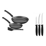 Tramontina 3pcs Frying Pan Set + 3pcs Knife Set