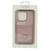 Guess Saffiano Double Card Hard Case For Iphone 14 Pro Pink