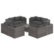 vidaXL 9 Piece Garden Lounge Set with Cushions Poly Rattan Grey vidaXL 9 Piece Garden Lounge Set with Cushions Poly Rattan Grey