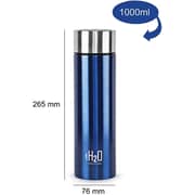 Cello H2O Stainless Steel Water Bottle, Silver/Blue, 1000 ml