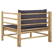 Vidaxl Garden Sofa With Dark Grey Cushions Bamboo