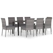 Vidaxl 9 Piece Garden Dining Set Poly Rattan Grey Vidaxl 9 Piece Garden Dining Set Poly Rattan Grey