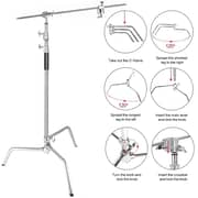 Coopic C Stand Stainless Steel 336cm/10.8ft Max. Height Studio Photo Video 4 Feet Holding Arm Grip With Turtle Base For Light Reflector (1pack Cstand) Coopic C Stand Stainless Steel 336cm/10.8ft Max. Height Studio Photo Video 4 Feet Holding Arm Grip With Turtle Base For Light Reflector (1pack Cstand)