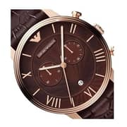 Emporio Armani Chronograph Men's Analog Leather Strap Watch
