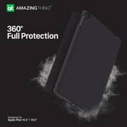 Amazing Thing Antimicrobial Evolution Folio Smart Cover Designed For Apple Ipad 10.2 Inch Case/ipad 10.5 Inch Cover With Apple Pencil Storage - Auto Sleep And Wake Function - Black