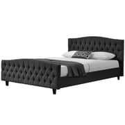 Chesterfield Linen or Velvet Bed Frame King Bed with Mattress Light Grey