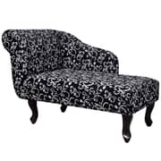 Vidaxl Fabric Chaise Longue With Left Armrest Floral Design Black