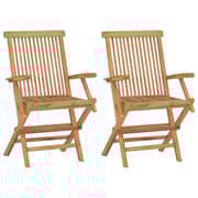 vidaXL Garden Chairs with Green Cushions 2 pcs Solid Teak Wood vidaXL Garden Chairs with Green Cushions 2 pcs Solid Teak Wood