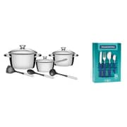 Tramontina 9pcs Cookware Set Silver + 24 Tableware Set