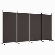 vidaXL 4-Panel Room Divider Brown 346x180 cm Fabric vidaXL 4-Panel Room Divider Brown 346x180 cm Fabric