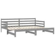 Vidaxl Pull-out Day Bed Grey Solid Pinewood 2x Vidaxl Pull-out Day Bed Grey Solid Pinewood 2x