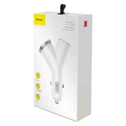 Baseus Y-shape Dual USB Car Charger - White Baseus Y-shape Dual USB Car Charger - White