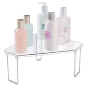 Mdesign Corner Plastic/Metal Freestanding Stackable Organizer Shelf For Bathroom Vanity Countertop Or Cabinet For Storing Cosmetics, Toiletries, Facial Wipes, Tissues, 2 Pack - Clear