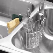 Idesign Plastic Kitchen Sink Saddle Protector Caddy, Flatware, Silverware, Utensils Organizer And Sponge Holder, 6