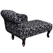 Vidaxl Fabric Chaise Longue With Left Armrest Floral Design Black