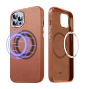Esr Metro Leather Serie Genuine Leather With Soft Fabric Inner Shock And Scratch Protection Case With Halolock Magnetic Core Brown Colour for iphone 13 Pro