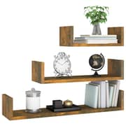 vidaXL Wall Display Shelves 3 pcs Smoked Oak Engineered Wood vidaXL Wall Display Shelves 3 pcs Smoked Oak Engineered Wood