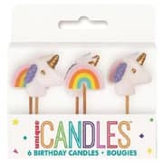 Unique- Unicorn & Rainbow Picks Candle 6pcs Unique- Unicorn & Rainbow Picks Candle 6pcs