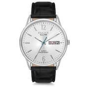 Omax Classic Series Black Leather Analog Watch For Men JD01P62B