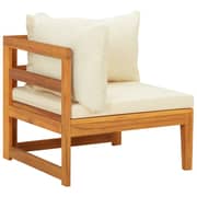 vidaXL Corner Sofa with Cream White Cushions Solid Acacia Wood vidaXL Corner Sofa with Cream White Cushions Solid Acacia Wood