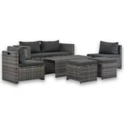 Vidaxl 6 Piece Garden Lounge Set With Cushions Poly Rattan Grey Vidaxl 6 Piece Garden Lounge Set With Cushions Poly Rattan Grey